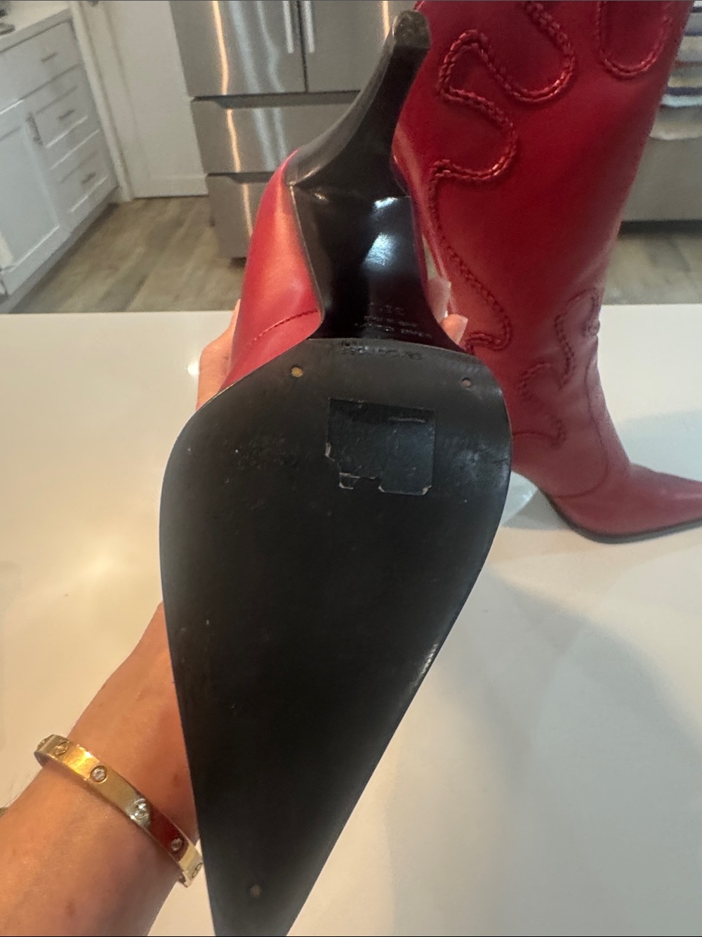 Sergio Rossi Red Leather Pointed-Toe boots - Picture 8 of 13